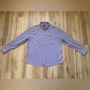 UNTUCKit Men's Buehier Regular Fit Blue and Lavender Checked Dress Shirt